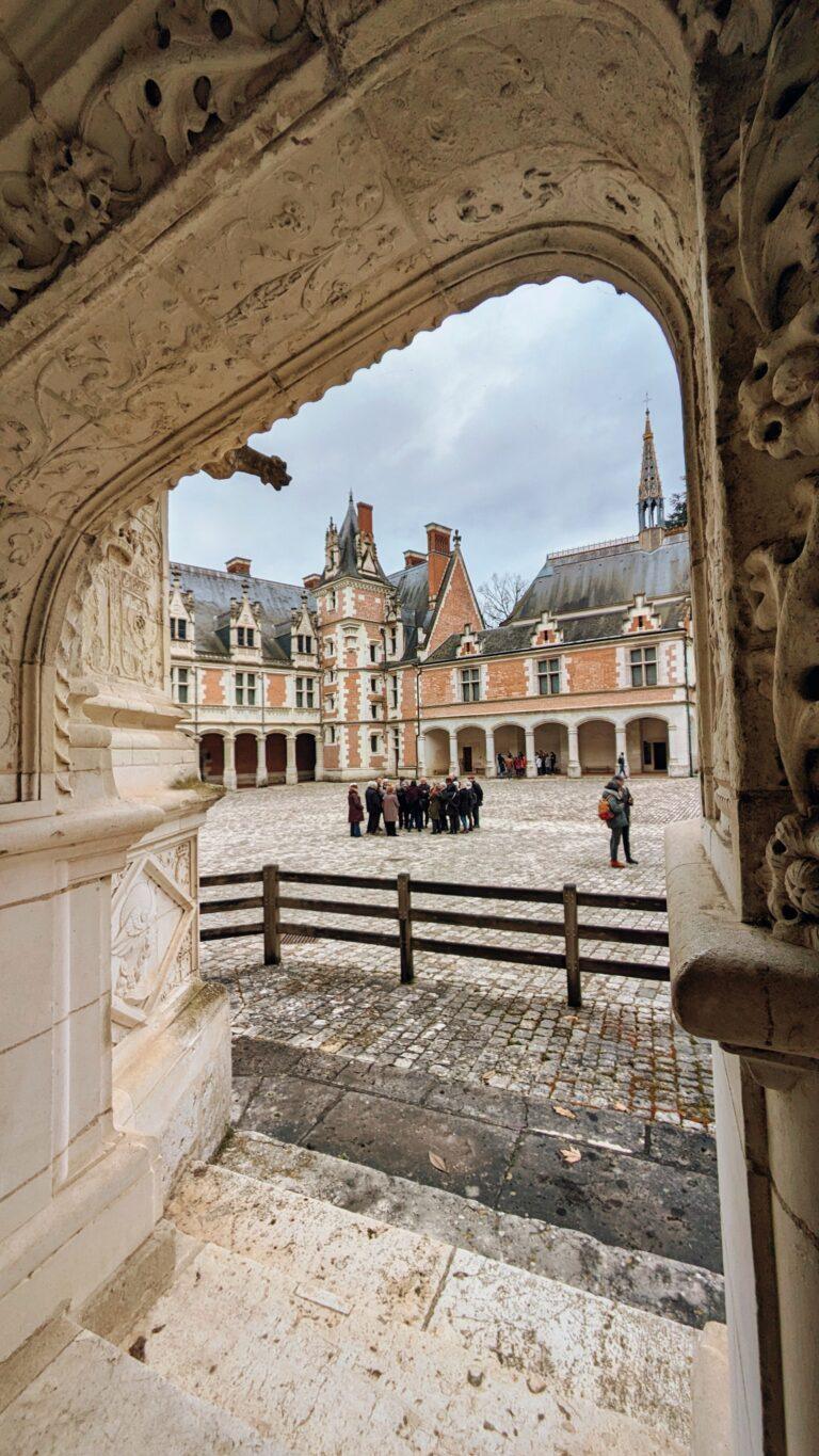 Château de Blois — a royal time-travel through the Loire Valley, Château de Blois courtyard, four architectural styles, Loire Valley, France, François I spiral staircase, ornate stone carvings, Château de Blois, Renaissance wing, Salle des États Généraux interior, Gothic hall, Château de Blois, France, Royal apartments, painted ceilings, carved fireplaces, Château de Blois, Sound and light show, colourful projections, Château de Blois façades, summer evening, Louis XII wing façade, brick and stone, Gothic architecture, Château de Blois, Gaston d’Orléans wing, classical façade, symmetry, Château de Blois courtyard